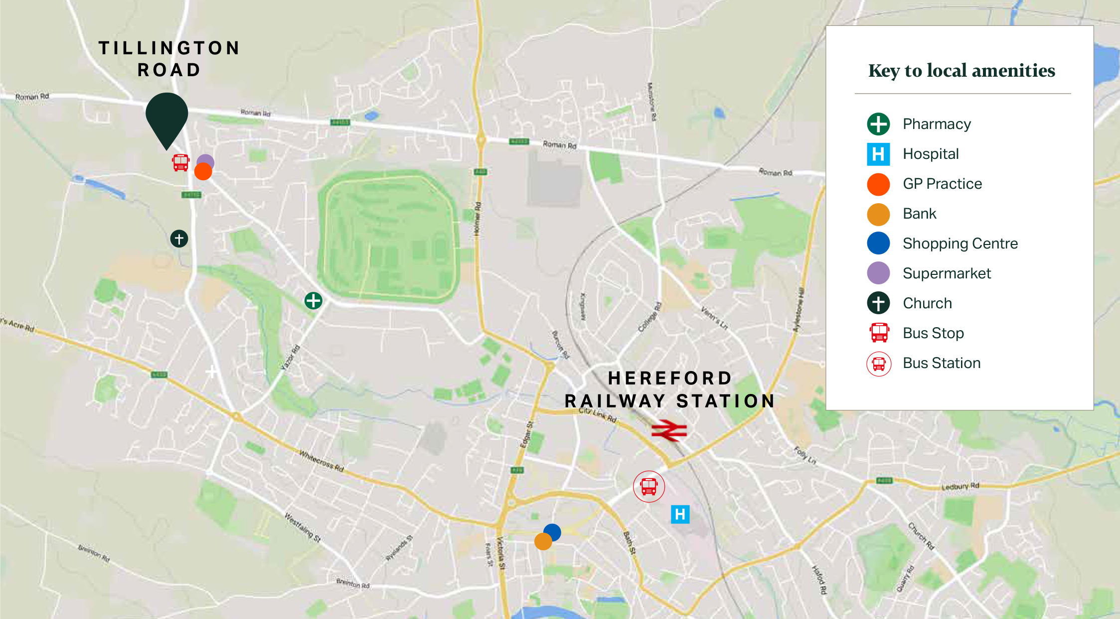 Hereford 80 bed care home development opportunity transport map