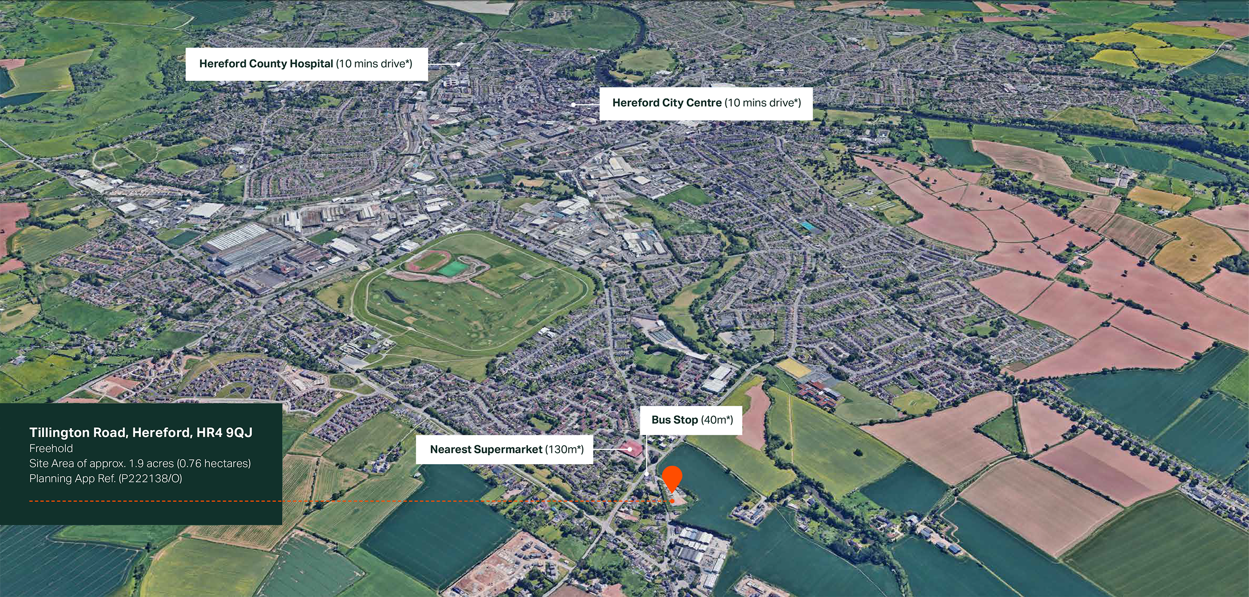 Hereford 80 bed care home development opportunity Map