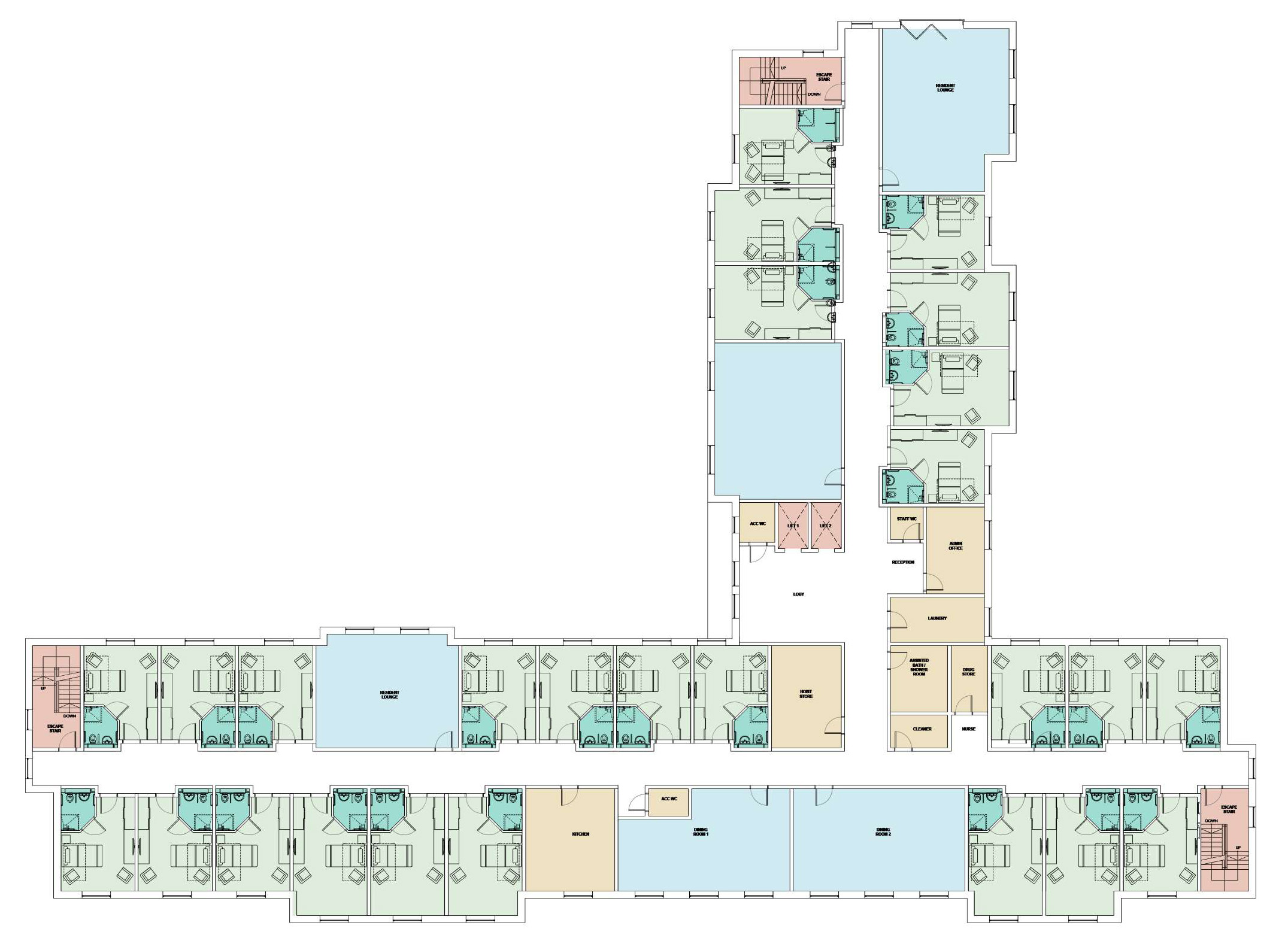 Proposed First Floor Plan | 26 Bedrooms | GIA 1,427sqm